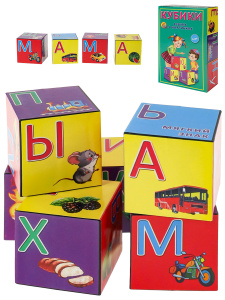 КУБИКИ ПЛАСТИКОВЫЕ 6 шт. АЗБУКА В КАРТИНКАХ (зелёная) (Арт. К06-9740)