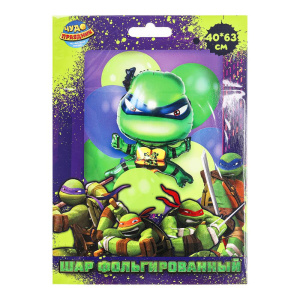 Шар фольгированная фигура черепашки ниндзя 40*63 см ЧУДО ПРАЗДНИК в кор.525шт