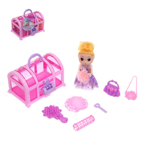 ИГРОЛЕНД Кукла 10 см с акс. в сундучке, 8 пр., PP, ABS 11,5х10х7,8 см (10702070/301025/5378402, Кита