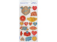 2711-SB Пробковые стикеры /Цветные сердечки/