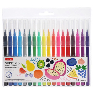 Фломастеры Hatber миникисть 18 цв. -Supremo-  в блистере с европодвесом