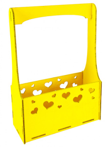 Ящик с ручкой дерево желтый (16*7*23,5 см, дерево 3мм) Я-6877