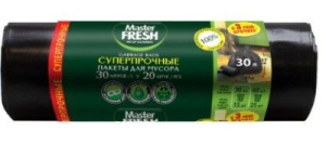 Пакеты д/мусора Master FRESH 30л 20шт суперпрочные черные 20мкм(от 10 шт.) +