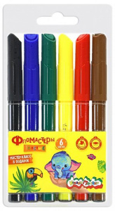 Фломастеры толстые Каляка-Маляка 6 цв. кругл. корп. легкосмываемые круглая блист. упак.
