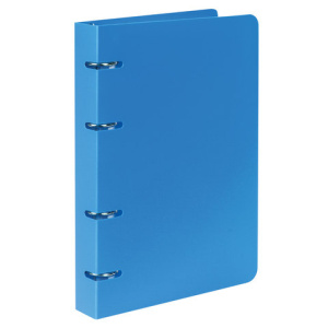 Тетрадь на кольцах А5 160х215 мм, 80 л., пластик, клетка, BRAUBERG, /Голубой/, 403251