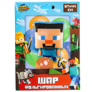 Шар фольгированная фигура майнкрафт 67*44 см ЧУДО ПРАЗДНИК в кор.525шт