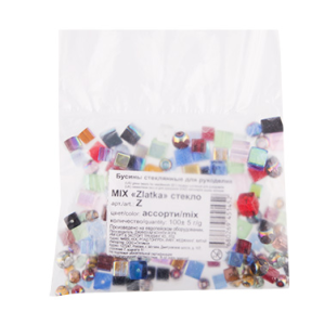 Бусина стеклянная   Z   100 г ± 5 г  в пакете   MIX /Zlatka/   стекло   ассорти (10130020/070214/000