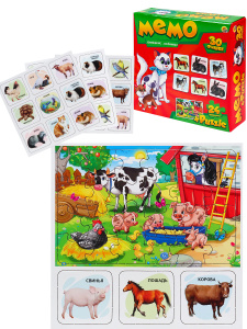 МЕМО (30 фишек) + ПАЗЛЫ (24 элемента). ДОМАШНИЕ ЛЮБИМЦЫ (Арт. МП-0366) другой стандарт