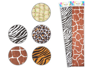 Бумага крепированная (MAZARI) /Анималистичные принты/, 50х250 см, ассорти 5 цв. М-8841