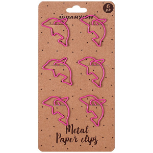 Скрепки металлические /Дельфин/ цветн./Darvish/ 6шт/уп (набор)