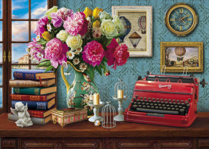 УЦЕНКА Алмаз. раскраска по номер. (блест) 40х50 см, с подрамн. НАТЮРМОРТ С ПЕЧАТНОЙ МАШИНКОЙ