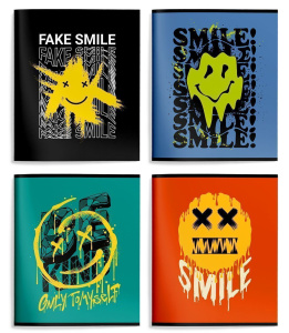 Тетрадь 48 л. А5 кл. скреп. офс. Schoolformat УЛЫБНИСЬ мел. карт., ВД-лак