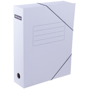 Папка архивная на резинках OfficeSpace, микрогофрокартон,  75мм, белая, до 700л. 158548