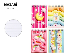 Блокнот на евроспирали ЗАЙКИ 3D 9х13 см, 70 листов, линованный внутренний блок, плотность бумаги 70 