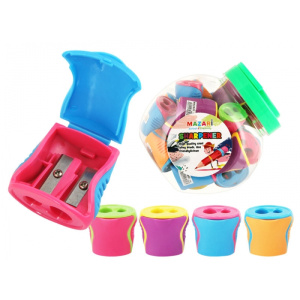 Точилка пластиковая, LEDS, 2 отверстия для заточки, с контейнером для стружки, ассорти цветов, пласт