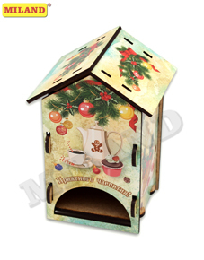 Подставка декоративная деревянная. Чайный домик /Чаепитие 1-го января/ Т-9664
