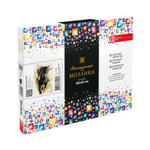 Алмазная  мозаика (набор для творчества) арт. 70843 / 25 ВОРОНОЙ КОНЬ, размер: 30x40 см, (20 цветов 
