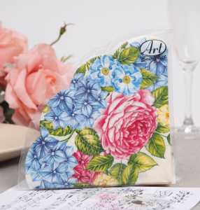 Салфетки бумажные 32см, 3сл, 12шт, Гортензии и розы (42735 из короба 1/15)