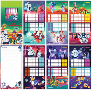 Календарь настенный перекидной РОБОТЫ В КОСМОСЕ (КН-3287)6л,200х200 на скр, с накл с европодвесом