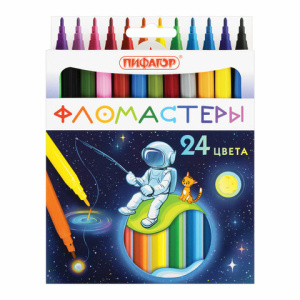Фломастеры ПИФАГОР /Космическая одиссея/, 24 цвета, вентилируемый колпачок, 152446