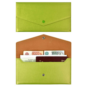 Органайзер-папка д/путешествий арт.48410/50 НАППА САЛАТОВЫЙ МЕТАЛЛИК (227х110 мм, блинтовое тиснение