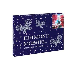 Алмазная мозаика ПАРИЖ, 40х50 см, 1 дизайн, полная выкладка,  картонная упаковка.