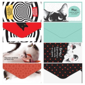 Конверт для денег MESHU /Забавные коты/ 85*164мм, матовая ламинация, 4 дизайна MS_65060