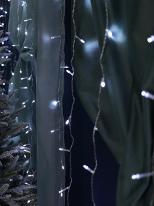 Гирлянда Занавес 1,8х1,8 м, прозрачная нить,144 лампы, холодный белый свет, 8 режимов ГЗ-0007