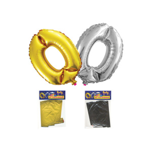 ШАР ФОЛЬГИРОВАННЫЙ, ЦИФРА /0/, 35см, золото/серебро, ассорти