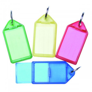 Бирка для ключей, с металлическим кольцом и бумажной вставкой, защищенной слоем пластика, размер: 7.