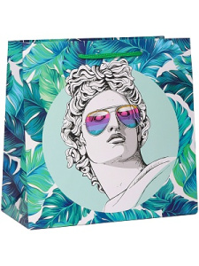 Пакет подарочный с глянцевой ламинацией (квадратный) 22x22x11 см (M) Модный Аполлон, 157 г. ППК-7528