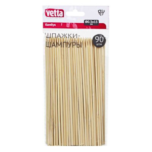 VETTA Шпажки-шампуры 90шт, бамбук, 15см, d 3мм (10702070/190721/0219522/2, Китайская Народная Респуб