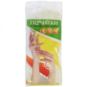 Перчатки латексные с хлопковым напылением, M (3701 из короба 12/240) (10228020/260625/5093501, Китай