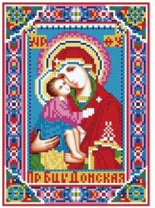 Н-р для вышив. бисером 24x30см (частичн.заполн.,канва с рис) икона Пресвятая Богородица Донская 041