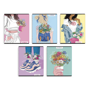 Тетрадь, 48 л. клетка, арт. 59125/ 5 ЦВЕТОЧНОЕ НАСТРОЕНИЕ /мягкий переплёт (2 скобы), обложка - конг