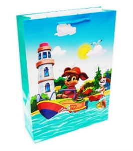 Пакет подарочный, ламин. 32,4х44,5х10,2 см ЩЕНКИ НА МОРЕ (12 шт. в спайке) (ПР004-0005)