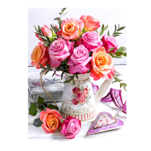 Алмазная мозаика с мольбертом БУКЕТ, 21х25см, 1 дизайн, частичная выкладка, ОПП-упаковка.