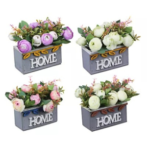 LADECOR Цветочная композиция в деревянном кашпо, HOME, 4 цвета, 13х15 см (10702070/240821/0265139/5,