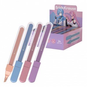 Текстмаркер ErichKrause Visioline V-18 Manga, цвет чернил: фиолетовый, розовый, бежевый, голубой (в 