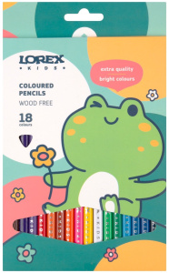 Набор цветных карандашей LOREX KIDS 18 цв. трехгран. корп. пластик карт.уп.