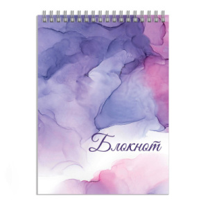 Блокнот, А6, 120 л, арт. 63039 АКВАРЕЛЬ / Блок - белый офсет 65 г/м², клетка, гребень по короткой ст