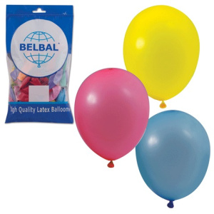 Шары воздушные 10/ (25 см), комплект 50 шт., 14 цветов, в пакете, 1101-0032