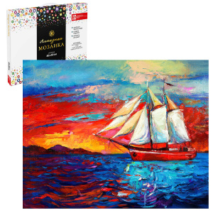 Набор для творчества Алмазная  мозаика арт. 59824 / 16 ПАРУСНИК В МОРЕ размер: 40*50 см, (24 цветов 