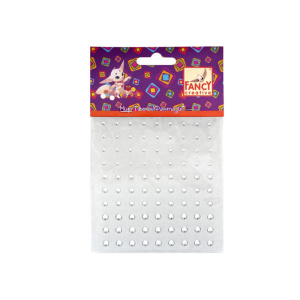 Стразы самоклеящиеся круглые, 90шт 5 мм, 4 мм, 3 мм, 5цв. ассорти, полимерные, п/п с е/п