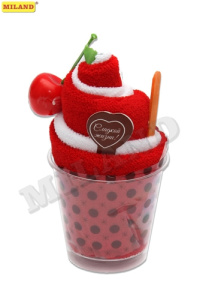 Полотенце сувенирное  /Пирожное с вишенкой/ (6 цветов микс, 12см.) БП-3971