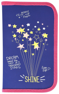 Пенал 1 секц. бол. Schoolformat SHINE BRIGHT 190х90х25 мм синий картон, полиэстер