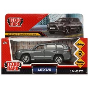 Машина металл LEXUS LX-570 длина 12 см, двери, багаж, инерц, серый, кор.