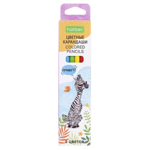 Карандаши цветные /ECO/ 6 цв. -ZOO- заточен.  в карт. короб. с европодвесом