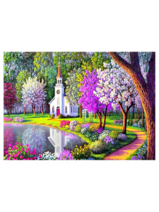 Алмазная мозаика 40х50 см (рама 52х40.5см)  НЕОБЫКНОВЕННЫЙ САД ,1 дизайн, частичная выкладка, стразы