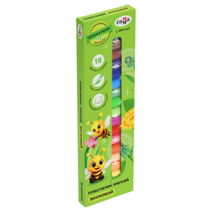 Пластилин восковой мягкий Гамма /Пчелка/, 18 цветов, 216г, со стеком, картон. упаковка 16052025_18